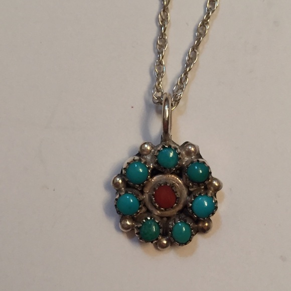 🌺 NECKLACE VINTAGE FLOWER PENDANT STERLING CHAIN - Picture 2 of 8